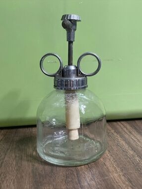 Vtg Clear Glass Plant Mister Spray Bottle Retro Manual Pump Spritzer Atomizer
